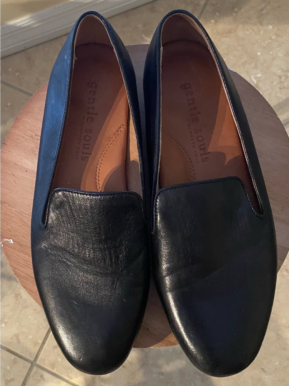 gentle souls Men's Black Leather Slip-On Loafers - Minimalist Design